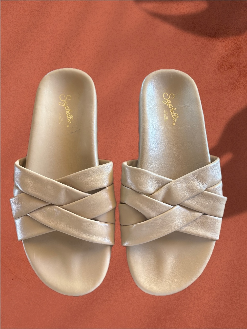 Seychelles Taupe Braided Leather Slide Sandals